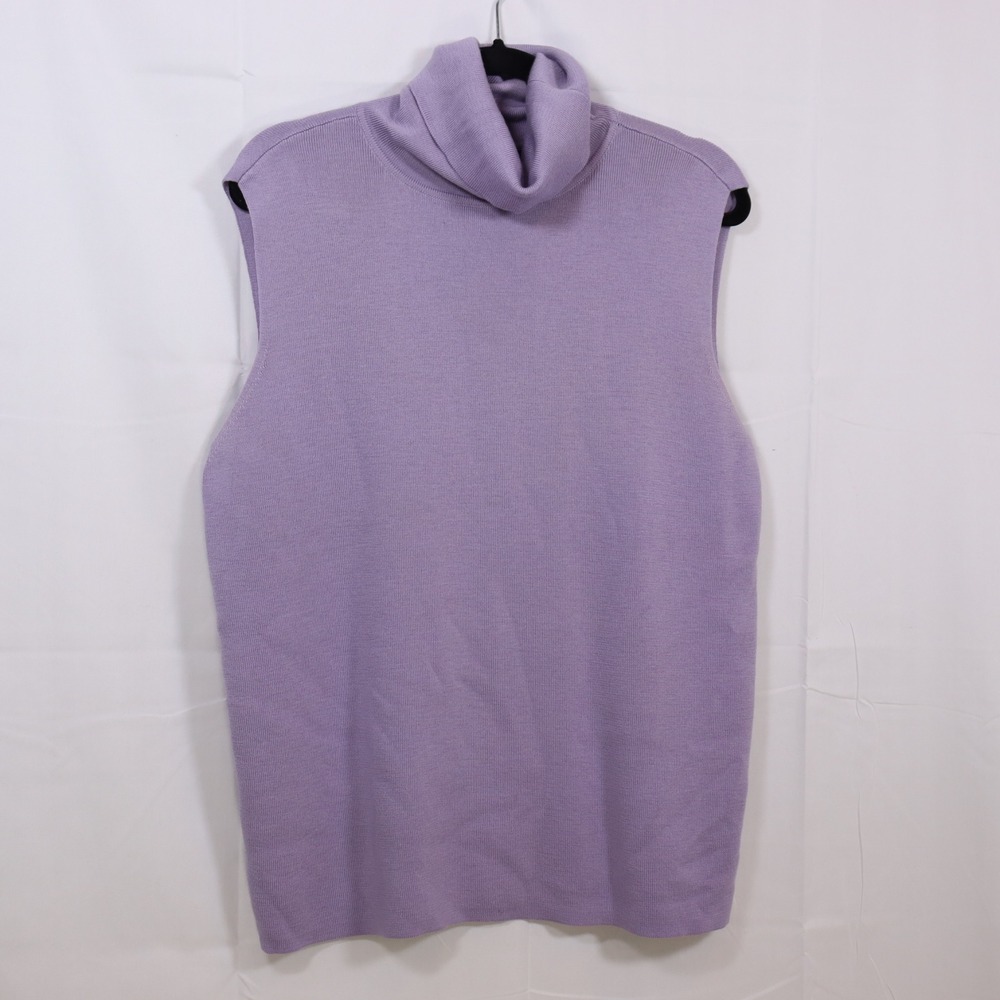 Linda Allard‎ Ellen Tracy Turtleneck Shell 2X Purple Womens Wool Silk Knit Vest